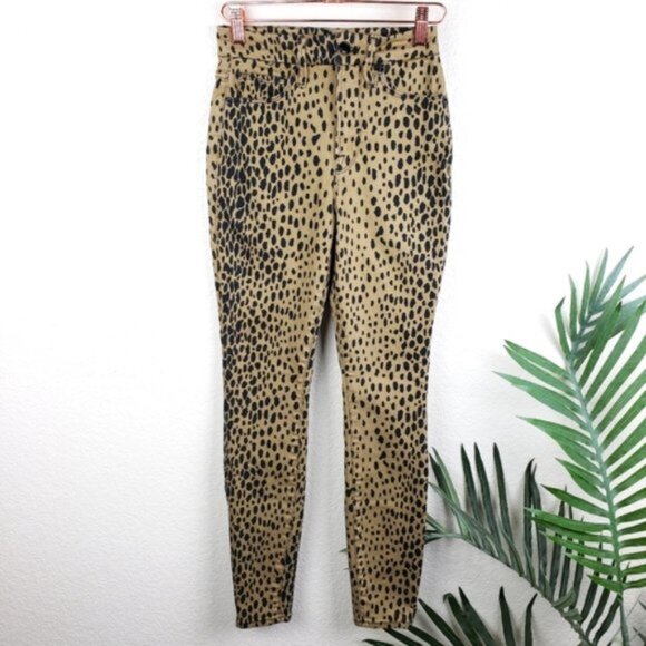 GOOD AMERICAN Good Waist Skinny Jeans Animal Print Cheetah size 25 Pinup Leopard - Picture 2 of 12